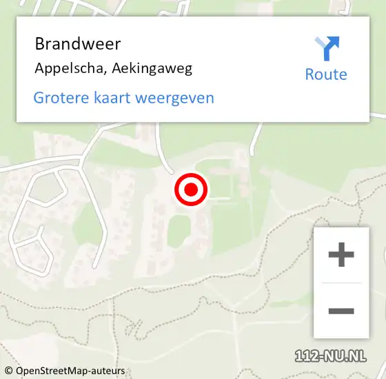 Locatie op kaart van de 112 melding: Brandweer Appelscha, Aekingaweg op 3 juli 2014 10:18