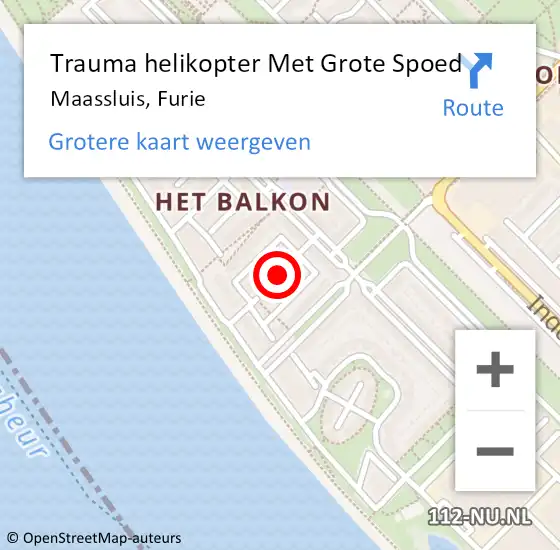 Locatie op kaart van de 112 melding: Trauma helikopter Met Grote Spoed Naar Maassluis, Furie op 24 december 2021 21:16