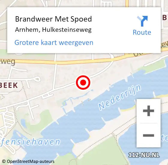 Locatie op kaart van de 112 melding: Brandweer Met Spoed Naar Arnhem, Hulkesteinseweg op 24 december 2021 22:08