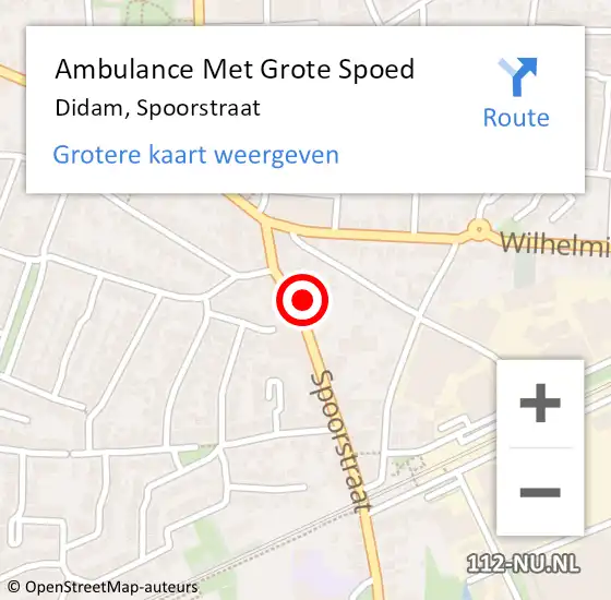 Locatie op kaart van de 112 melding: Ambulance Met Grote Spoed Naar Didam, Spoorstraat op 24 december 2021 22:17