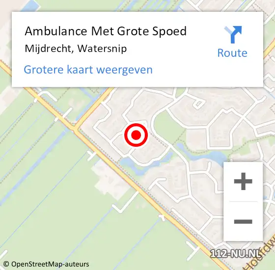 Locatie op kaart van de 112 melding: Ambulance Met Grote Spoed Naar Mijdrecht, Watersnip op 24 december 2021 22:17