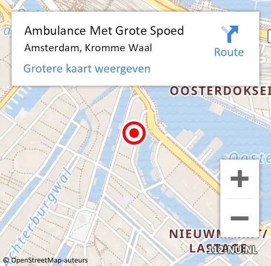 Locatie op kaart van de 112 melding: Ambulance Met Grote Spoed Naar Amsterdam, Kromme Waal op 24 december 2021 22:50