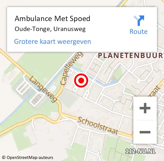 Locatie op kaart van de 112 melding: Ambulance Met Spoed Naar Oude-Tonge, Uranusweg op 24 december 2021 22:56