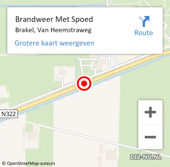 Locatie op kaart van de 112 melding: Brandweer Met Spoed Naar Brakel, Van Heemstraweg op 24 december 2021 23:15