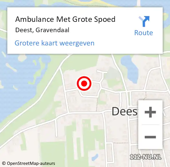 Locatie op kaart van de 112 melding: Ambulance Met Grote Spoed Naar Deest, Gravendaal op 24 december 2021 23:19