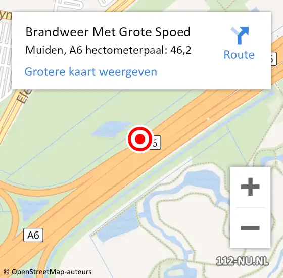 Locatie op kaart van de 112 melding: Brandweer Met Grote Spoed Naar Muiden, A6 hectometerpaal: 46,2 op 24 december 2021 23:19