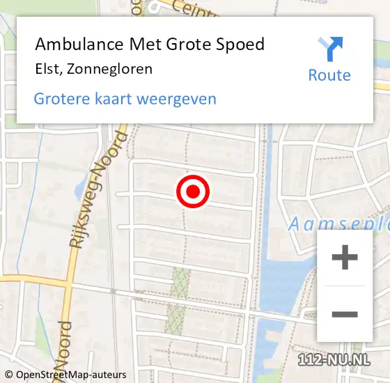 Locatie op kaart van de 112 melding: Ambulance Met Grote Spoed Naar Elst, Zonnegloren op 25 december 2021 00:36