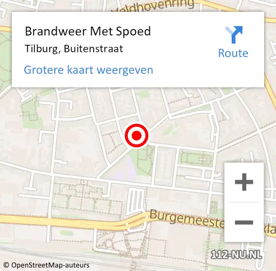 Locatie op kaart van de 112 melding: Brandweer Met Spoed Naar Tilburg, Buitenstraat op 25 december 2021 00:38