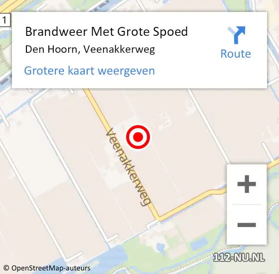 Locatie op kaart van de 112 melding: Brandweer Met Grote Spoed Naar Den Hoorn, Veenakkerweg op 25 december 2021 01:31