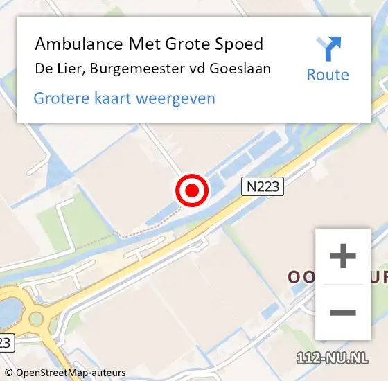 Locatie op kaart van de 112 melding: Ambulance Met Grote Spoed Naar De Lier, Burgemeester vd Goeslaan op 25 december 2021 01:42