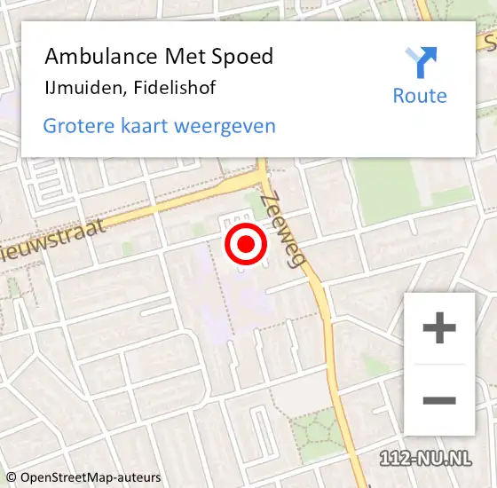 Locatie op kaart van de 112 melding: Ambulance Met Spoed Naar IJmuiden, Fidelishof op 25 december 2021 02:53