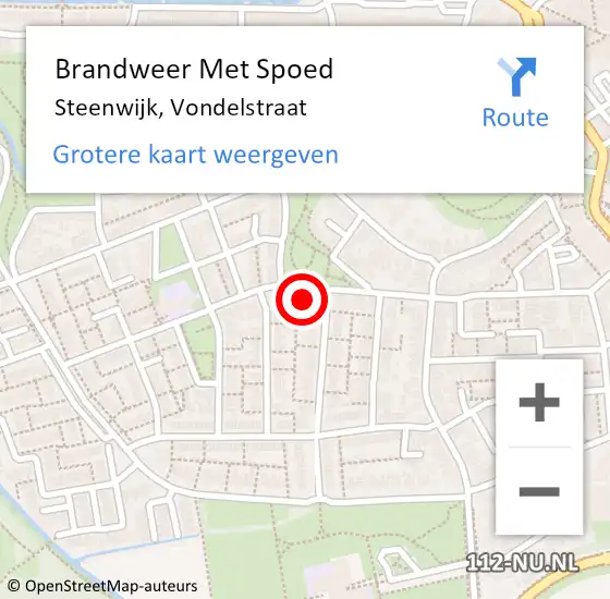 Locatie op kaart van de 112 melding: Brandweer Met Spoed Naar Steenwijk, Vondelstraat op 25 december 2021 02:54