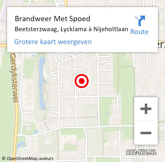 Locatie op kaart van de 112 melding: Brandweer Met Spoed Naar Beetsterzwaag, Lycklama à Nijeholtlaan op 25 december 2021 03:27