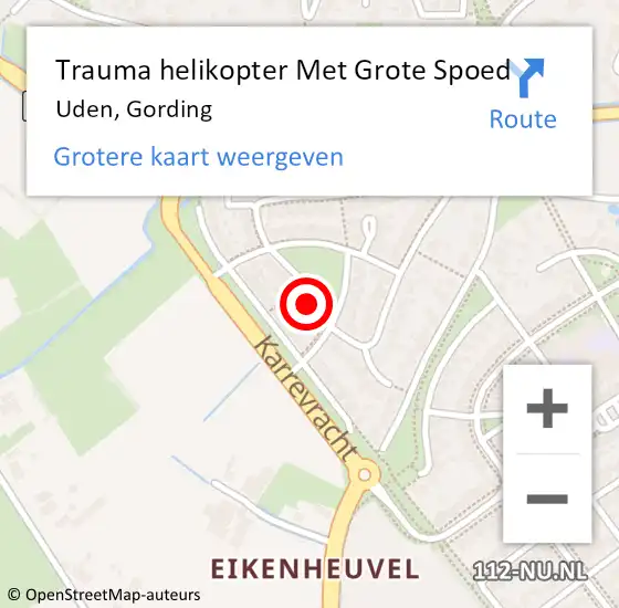 Locatie op kaart van de 112 melding: Trauma helikopter Met Grote Spoed Naar Uden, Gording op 25 december 2021 04:22