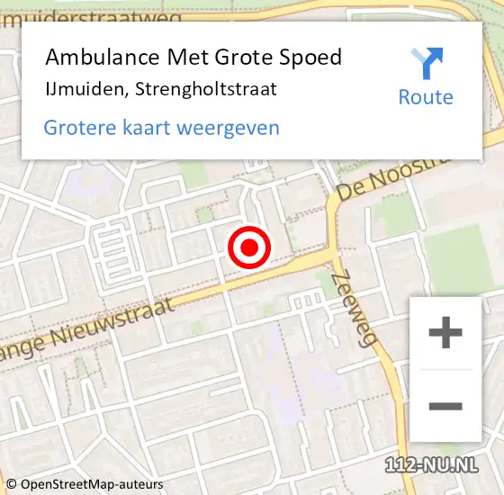 Locatie op kaart van de 112 melding: Ambulance Met Grote Spoed Naar IJmuiden, Strengholtstraat op 25 december 2021 04:27