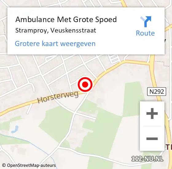 Locatie op kaart van de 112 melding: Ambulance Met Grote Spoed Naar Stramproy, Veuskensstraat op 25 december 2021 05:16