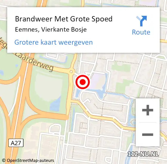 Locatie op kaart van de 112 melding: Brandweer Met Grote Spoed Naar Eemnes, Vierkante Bosje op 25 december 2021 06:41