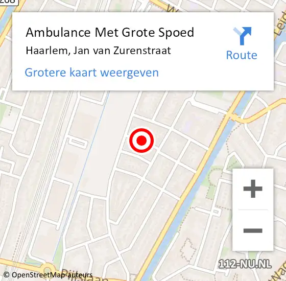 Locatie op kaart van de 112 melding: Ambulance Met Grote Spoed Naar Haarlem, Jan van Zurenstraat op 25 december 2021 08:11