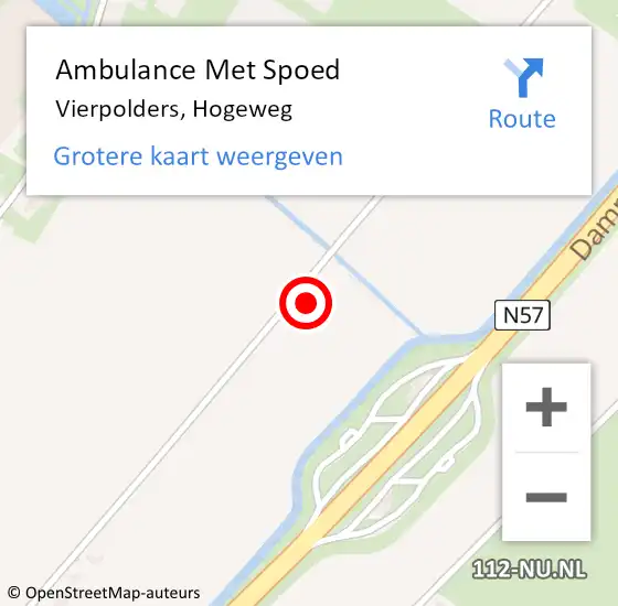 Locatie op kaart van de 112 melding: Ambulance Met Spoed Naar Vierpolders, Hogeweg op 25 december 2021 08:36