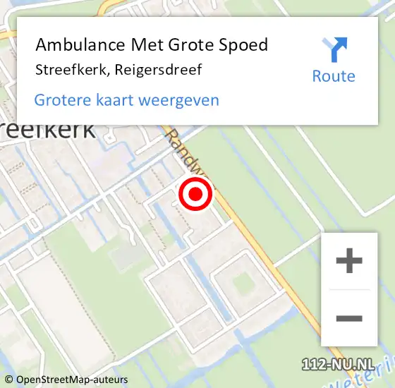 Locatie op kaart van de 112 melding: Ambulance Met Grote Spoed Naar Streefkerk, Reigersdreef op 25 december 2021 09:39