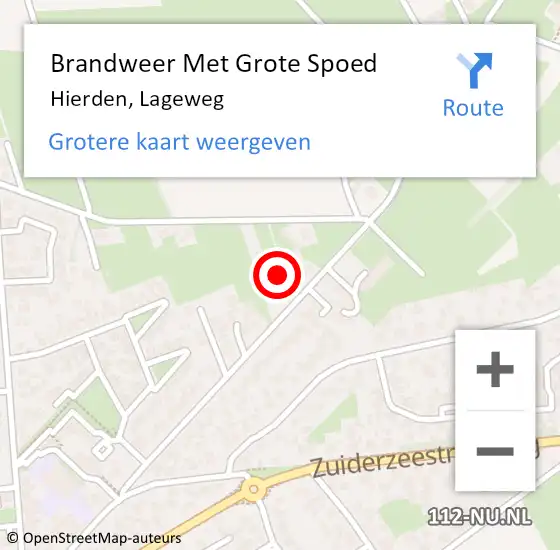 Locatie op kaart van de 112 melding: Brandweer Met Grote Spoed Naar Hierden, Lageweg op 25 december 2021 09:39