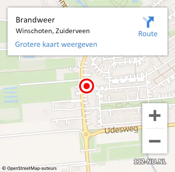 Locatie op kaart van de 112 melding: Brandweer Winschoten, Zuiderveen op 25 december 2021 09:40