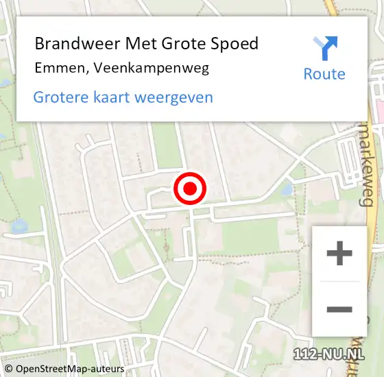 Locatie op kaart van de 112 melding: Brandweer Met Grote Spoed Naar Emmen, Veenkampenweg op 25 december 2021 09:59