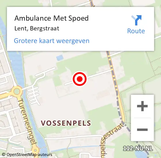 Locatie op kaart van de 112 melding: Ambulance Met Spoed Naar Lent, Bergstraat op 25 december 2021 10:14