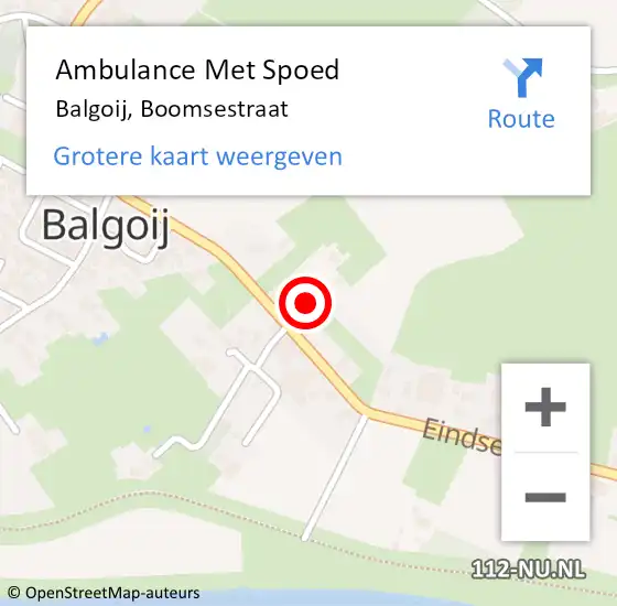 Locatie op kaart van de 112 melding: Ambulance Met Spoed Naar Balgoij, Boomsestraat op 25 december 2021 10:19
