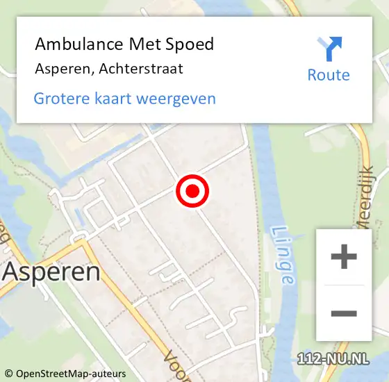 Locatie op kaart van de 112 melding: Ambulance Met Spoed Naar Asperen, Achterstraat op 25 december 2021 10:25