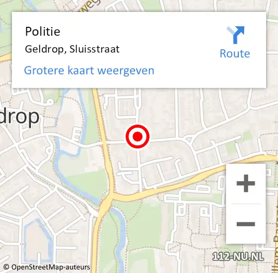 Locatie op kaart van de 112 melding: Politie Geldrop, Sluisstraat op 25 december 2021 10:28