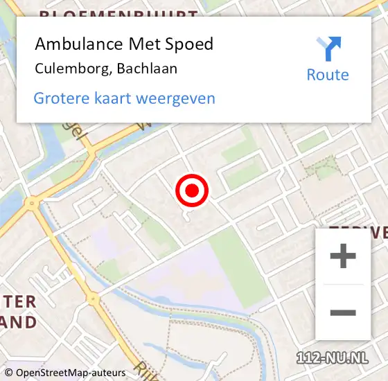 Locatie op kaart van de 112 melding: Ambulance Met Spoed Naar Culemborg, Bachlaan op 25 december 2021 10:41