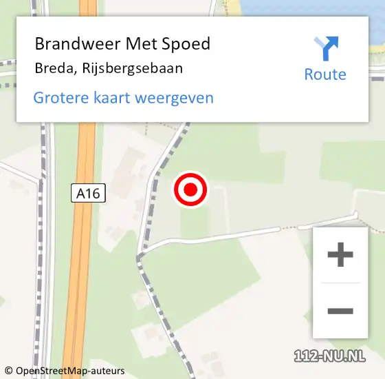 Locatie op kaart van de 112 melding: Brandweer Met Spoed Naar Breda, Rijsbergsebaan op 25 december 2021 10:44