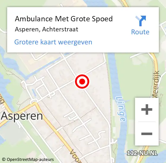 Locatie op kaart van de 112 melding: Ambulance Met Grote Spoed Naar Asperen, Achterstraat op 25 december 2021 10:44