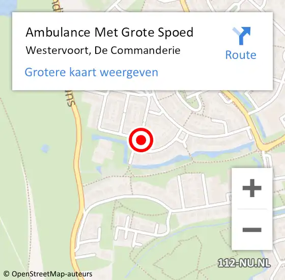 Locatie op kaart van de 112 melding: Ambulance Met Grote Spoed Naar Westervoort, De Commanderie op 25 december 2021 10:54