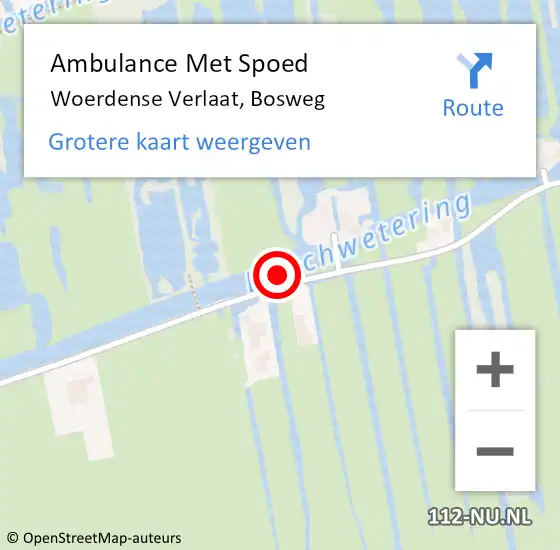 Locatie op kaart van de 112 melding: Ambulance Met Spoed Naar Woerdense Verlaat, Bosweg op 25 december 2021 10:57