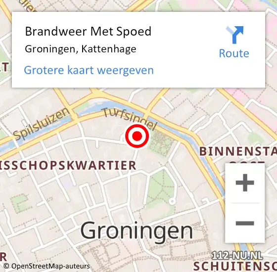 Locatie op kaart van de 112 melding: Brandweer Met Spoed Naar Groningen, Kattenhage op 25 december 2021 11:12