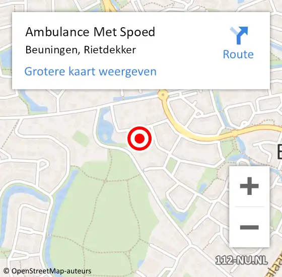 Locatie op kaart van de 112 melding: Ambulance Met Spoed Naar Beuningen, Rietdekker op 25 december 2021 11:15