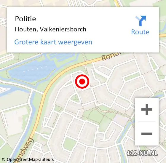 Locatie op kaart van de 112 melding: Politie Houten, Valkeniersborch op 25 december 2021 11:20