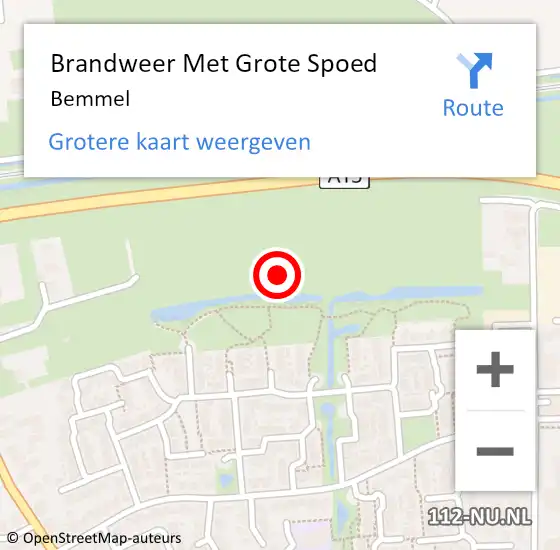 Locatie op kaart van de 112 melding: Brandweer Met Grote Spoed Naar Bemmel op 25 december 2021 12:11