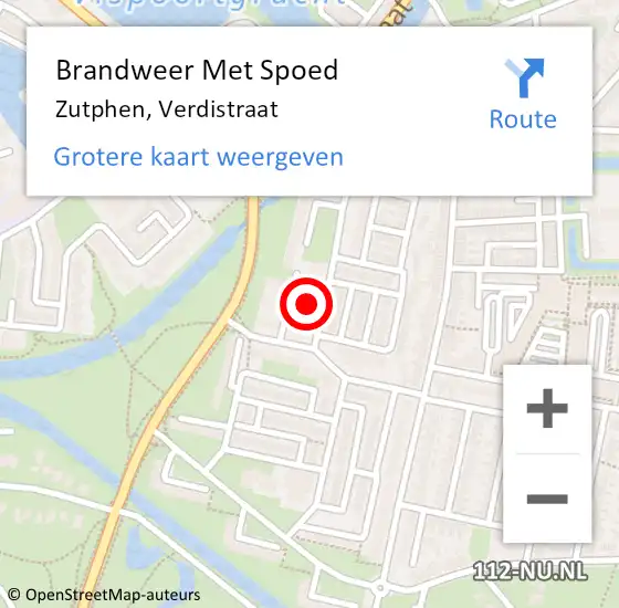 Locatie op kaart van de 112 melding: Brandweer Met Spoed Naar Zutphen, Verdistraat op 25 december 2021 12:25