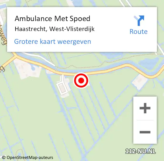 Locatie op kaart van de 112 melding: Ambulance Met Spoed Naar Haastrecht, West-Vlisterdijk op 25 december 2021 12:26