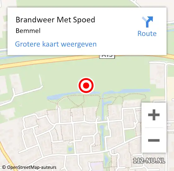 Locatie op kaart van de 112 melding: Brandweer Met Spoed Naar Bemmel op 25 december 2021 12:27