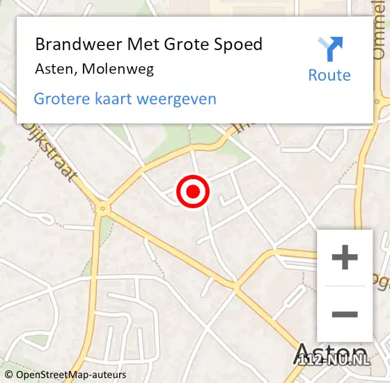 Locatie op kaart van de 112 melding: Brandweer Met Grote Spoed Naar Asten, Molenweg op 25 december 2021 12:45