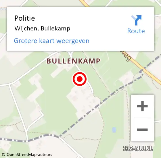 Locatie op kaart van de 112 melding: Politie Wijchen, Bullekamp op 25 december 2021 12:53