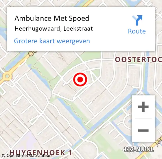 Locatie op kaart van de 112 melding: Ambulance Met Spoed Naar Heerhugowaard, Leekstraat op 25 december 2021 13:01