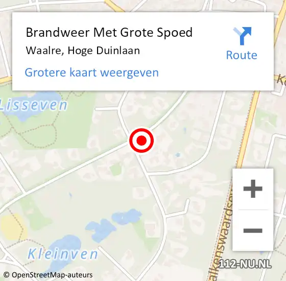 Locatie op kaart van de 112 melding: Brandweer Met Grote Spoed Naar Waalre, Hoge Duinlaan op 25 december 2021 13:34