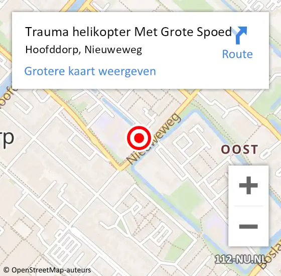 Locatie op kaart van de 112 melding: Trauma helikopter Met Grote Spoed Naar Hoofddorp, Nieuweweg op 25 december 2021 13:45