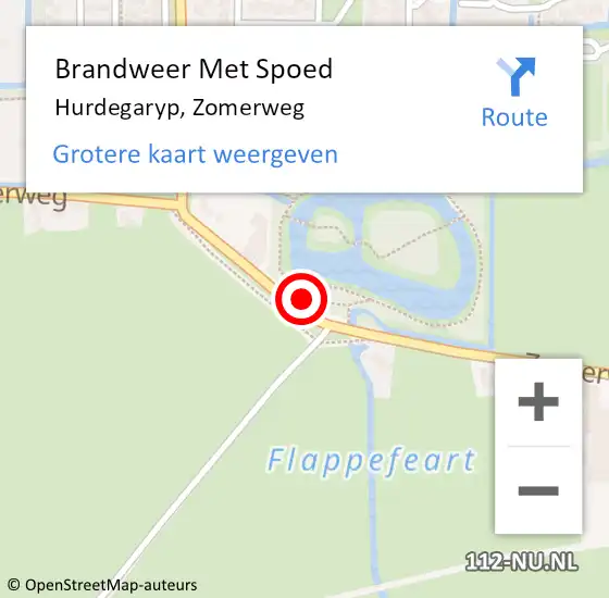 Locatie op kaart van de 112 melding: Brandweer Met Spoed Naar Hurdegaryp, Zomerweg op 25 december 2021 13:59