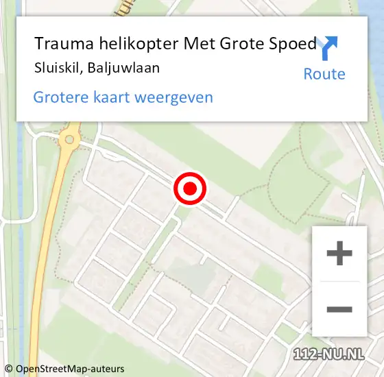 Locatie op kaart van de 112 melding: Trauma helikopter Met Grote Spoed Naar Sluiskil, Baljuwlaan op 25 december 2021 14:06